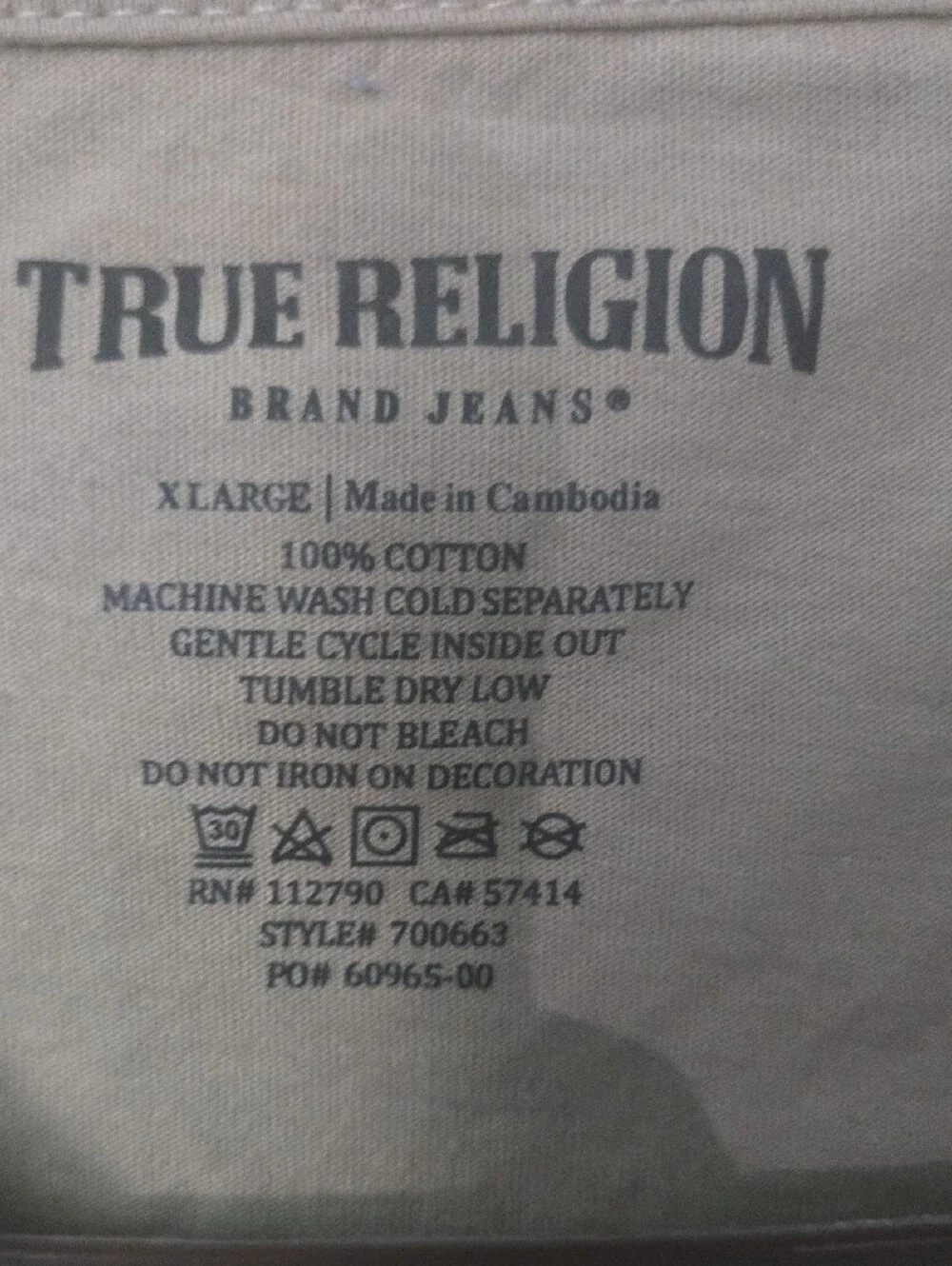 True Religion Taupe Short-Sleeve Tee with Green Logo